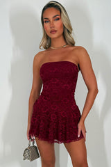 lace ruffle frilly bandeau dress christmas party outfit styledup