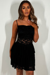 black frilly ruffle lace dress summer festival rave outfit uk