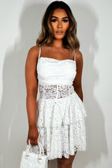 white lace dress ruffle frilly festival outfit