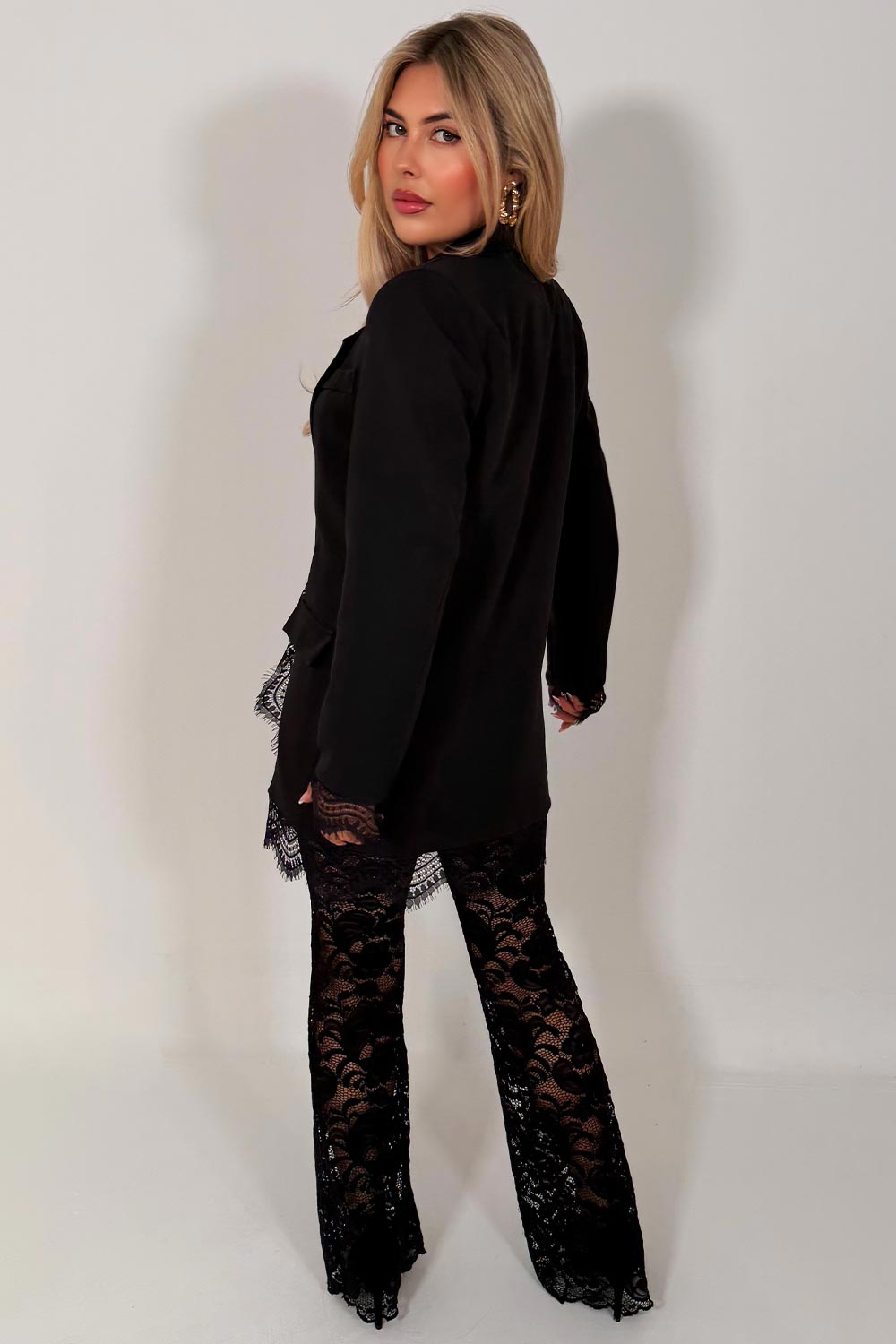 lace trim blazer going out festival occasion party date night outfit for womens styledup