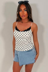 lace trim polka dot top summer holiday trendy outfits uk sale styledup whitefox