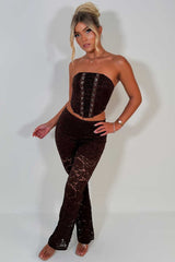 womens lace trousers and corset top co ord set styledup uk