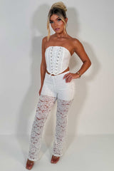 womens white lace top and trousers co ord christmas party outfit styledup uk