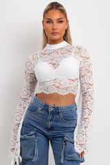 white long sleeve lace top going out summer holiday outfit