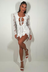 white long sleeve lace dress summer holiday outfit