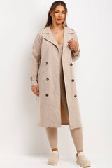 beige trench coat with waist belt womens