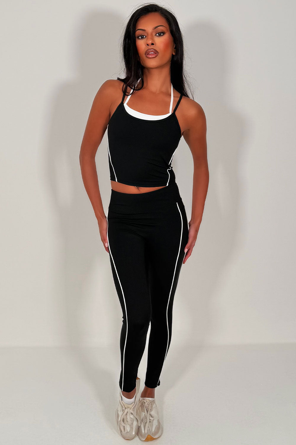 womens double up top bralet and high waist leggings two piece matching set alo yoga womens uk styledup 