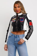womens faux leather motocross racer jacket