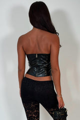 lace up strapless crocodile faux leather corset top styledup uk