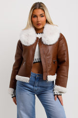 womens crop aviator jacket zara uk