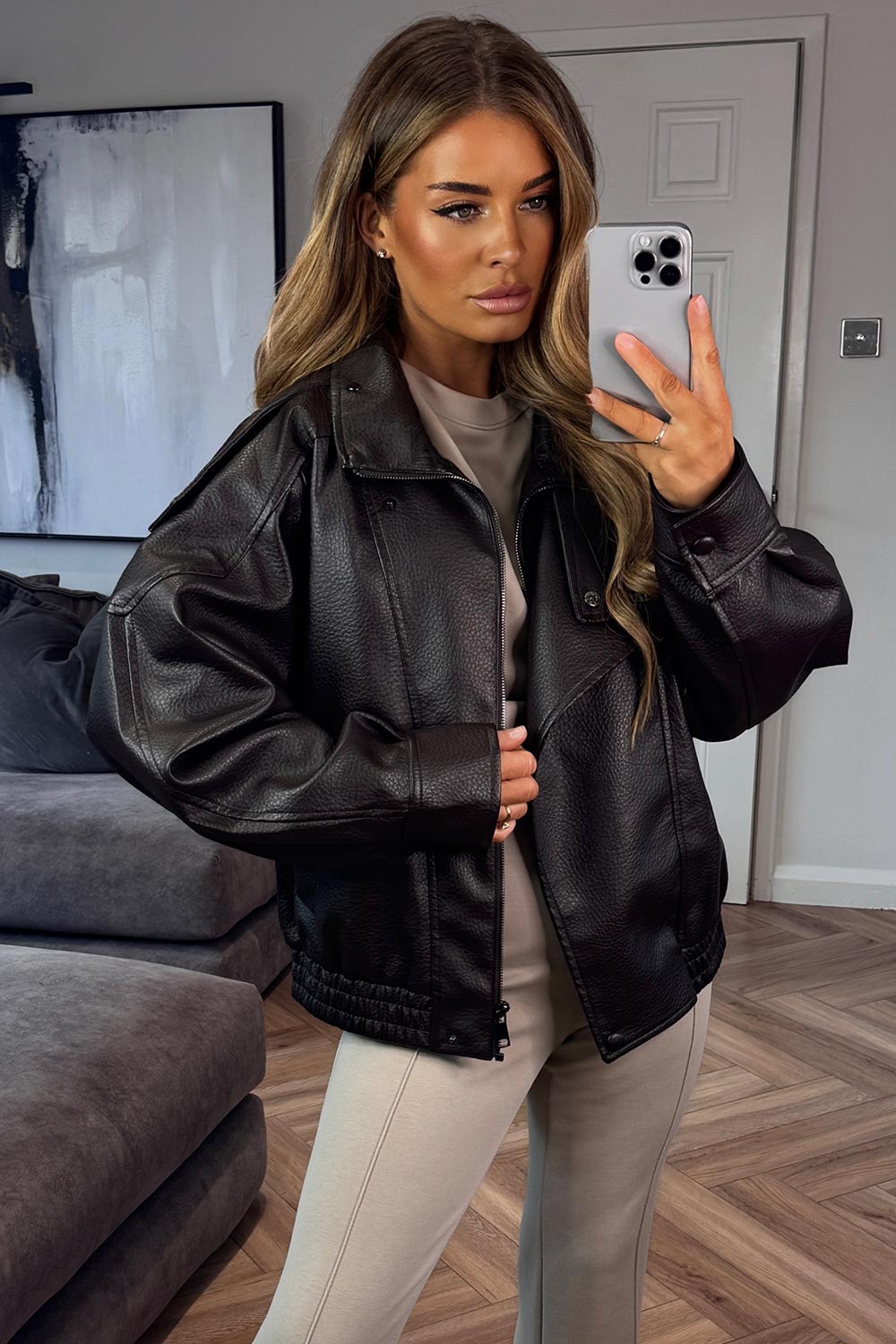 funnel neck faux leather jacket zara uk