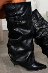 black knee high slouched heeled boots uk shark boots givenchy
