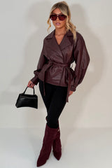 long sleeve lapel collar double breasted faux leather jacket zara uk styledup womens outerwear