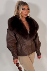zara womens faux leather faux fur jacket uk sale