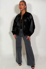 zara womens faux leather bomber jacket styledup