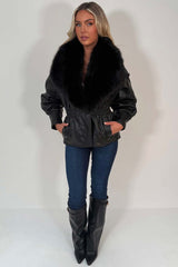 faux fur faux leather jacket black styledup uk
