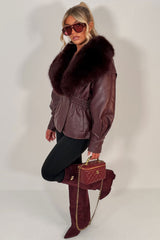 faux leather faux fur jacket for winter womens styledup uk