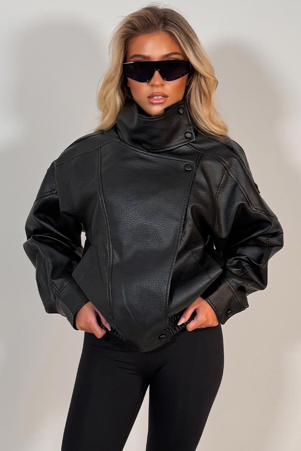 womens zara leather look jacket uk sale