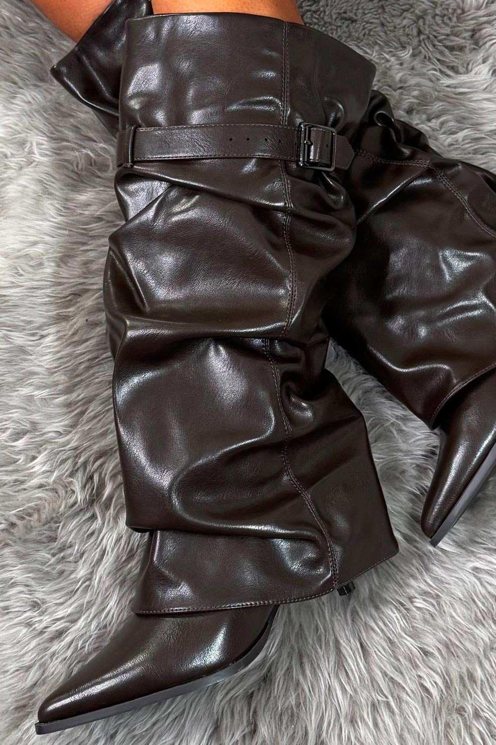 brown knee high boots with heels comfortable easy to wear styledup uk shark boots givenchy