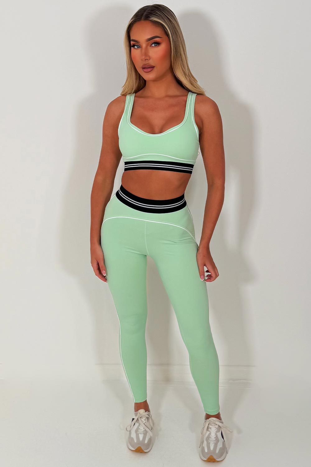 alo yoga high waist heart throb legging and bra two piece matching set styledup uk 
