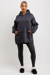 womens hoodie and rib high waist leggings co ord set