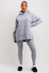 womens grey hoodie and leggings set loungewear co ord