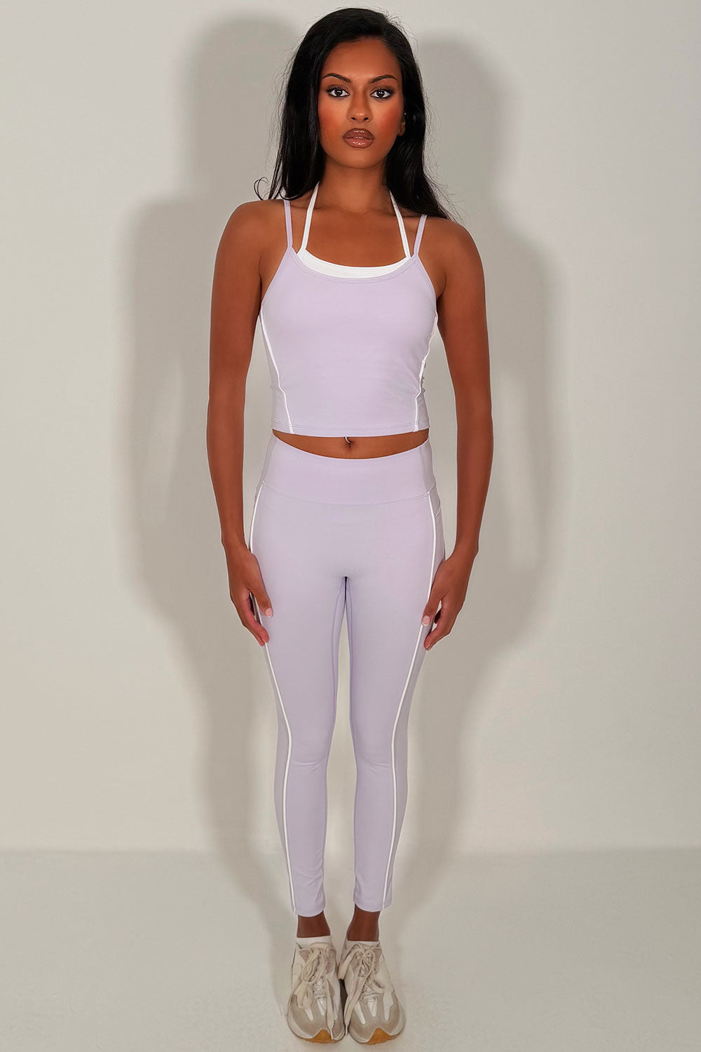 alo yoga high waist legging and double up bralet top two piece matching set styledup uk 