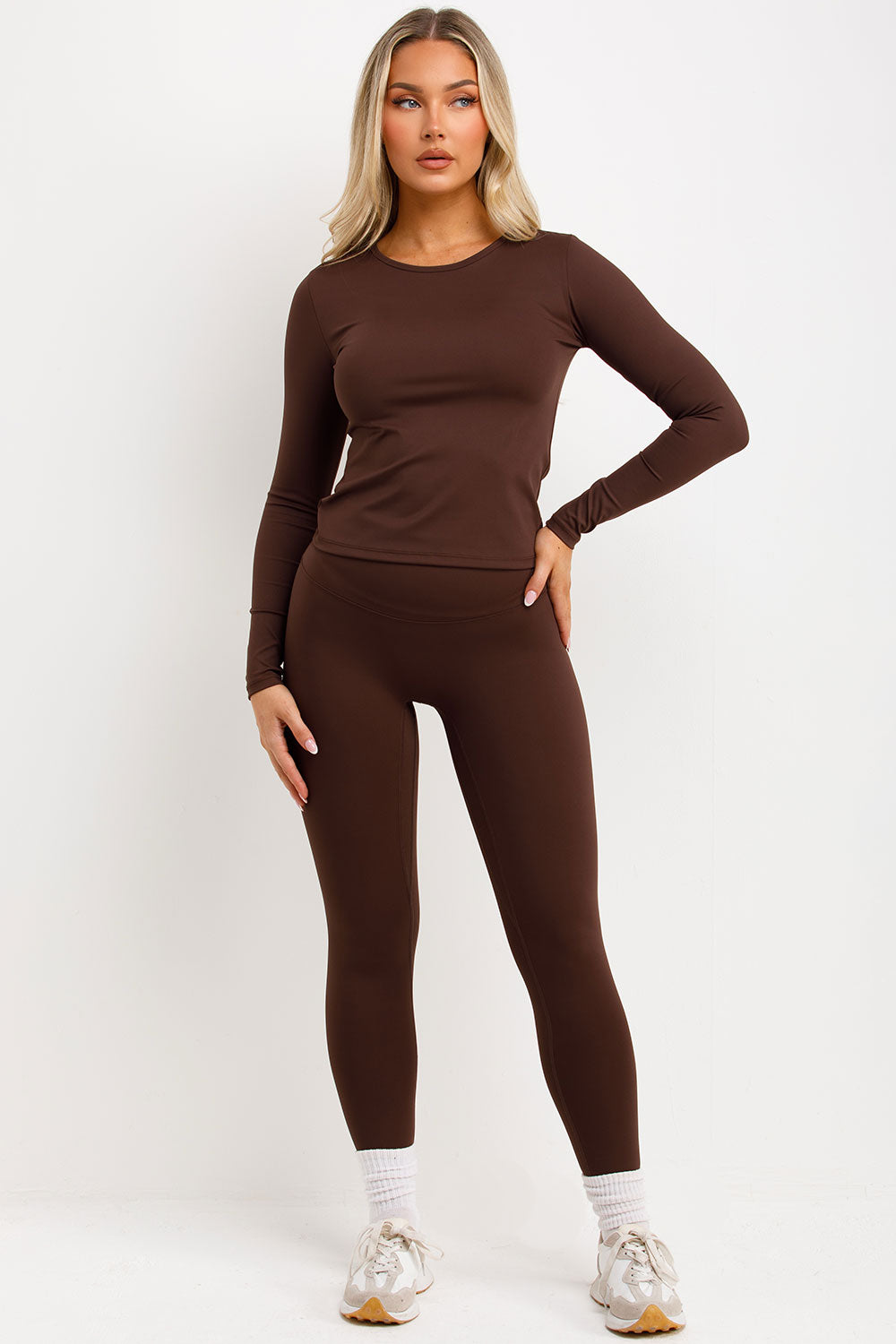 lululemon womens long sleeve top and leggings two piece set active wear co ord womens
