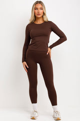 lululemon womens long sleeve top and leggings two piece set active wear co ord womens
