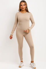 womens sculpt body contour leggings and long sleeve top co ord set skims uk