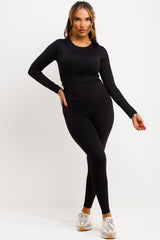 womens sculpt body contour leggings and long sleeve top co ord set skims uk