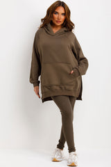 womens loungewear oversized hoodie and ribbed leggings two piece casual outfit set styledup