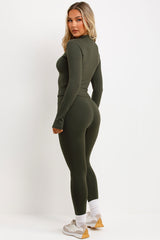 womens lululemon zip up sports jacket and seamless leggings two piece co ord set uk