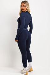 lululemon womens zip up sports jacket and leggings two piece set active wear co ord