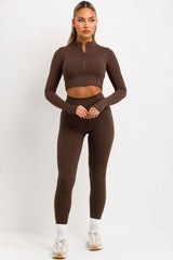 womens sculpting zip up sport track jacket matching bralette and leggings three piece set styledup