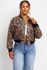 leopard print bomber jacket for womens sale styled up