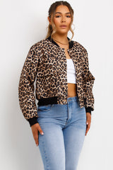 bomber jacket for womens in leopard print