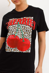 womens leopard print cherries oversized t shirt styledup