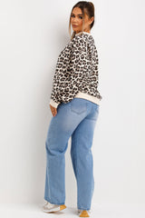 crew neck leopard print sweatshirt styledup