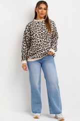 womens leopard print oversized sweatshirt