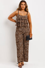 frilly ruffle leopard print jumpsuit