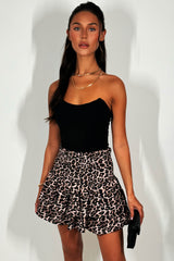 ruffle frilly mini skirt leopard print 