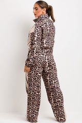 womens leopard print sweatshirt and joggers loungewear set