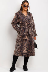 longline leopard print coat for womens styled up