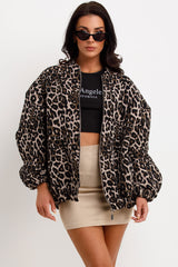 womens zara jacket leopard print