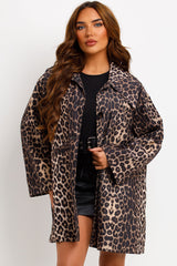 womens woven leopard print jacket