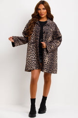 womens leopard print jacket woven