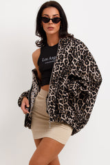 zara womens leopard print bomber jacket