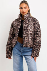 zara womens leopard print padded puffer jacket 