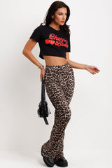 leopard print festival skinny flare trousers